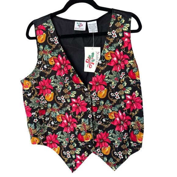 NWT Vintage Women's Nutcracker Poinsettia Christmas Holiday Vest Side Large - Picture 1 of 5
